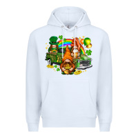 White St. Patrick's Day gnomies with truck Premium Hoodie - HowdyJamesFarm