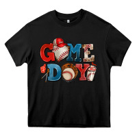 Black game day baseball Heavy Core Tee - AdoDesignShop