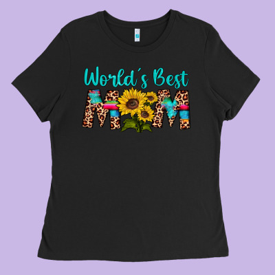 World's Best Mom Sunflower Ladies Tee Designed By Artiststas