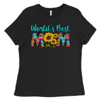 Black world's best mom sunflower Ladies Tee - Artiststas