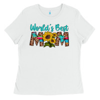 White world's best mom sunflower Ladies Tee - Artiststas