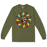 Army Green sunflower cowhide leopard Long Sleeve Tee - Artiststas