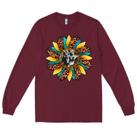 Burgundy sunflower cowhide leopard Long Sleeve Tee - Artiststas