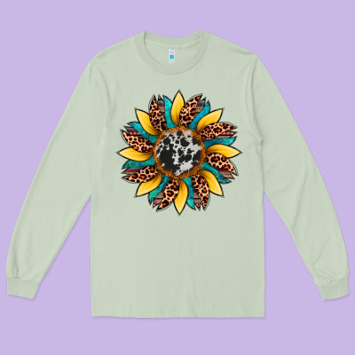Sunflower Cowhide Leopard Long Sleeve Tee Designed By Artiststas