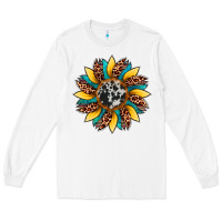 White sunflower cowhide leopard Long Sleeve Tee - Artiststas