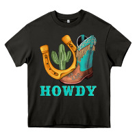 Asphalt howdy turquoise cowboy boots horseshoe Heavy Core Tee - AdoDesignShop