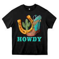 Black howdy turquoise cowboy boots horseshoe Heavy Core Tee - AdoDesignShop