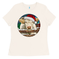Bone Charolais Cow Christmas Ladies Tee - RanaPortraitStore