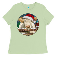 Matcha Charolais Cow Christmas Ladies Tee - RanaPortraitStore