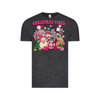 Vintage Black retro pink christmas vibes Vintage Tee - MaliasSmallBusiness