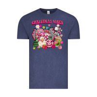 Vintage Denim retro pink christmas vibes Vintage Tee - MaliasSmallBusiness