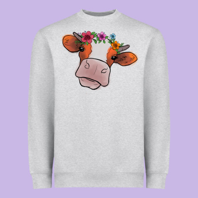 Cow With Flowers Heavyweight Sweatshirt Designed By Bettercallsaul