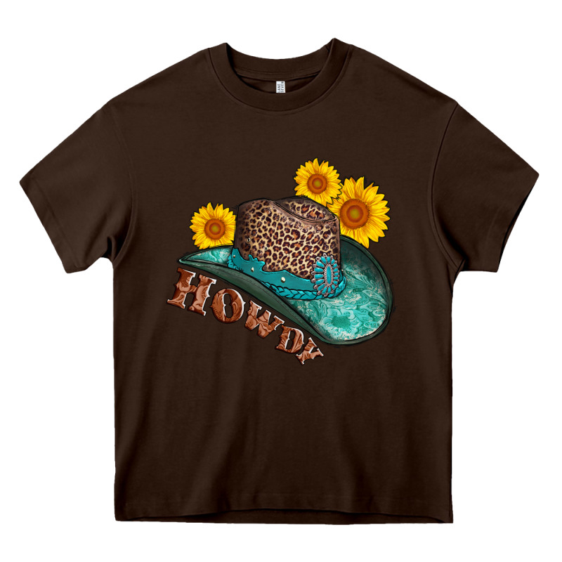 Howdy Leopard Tooled Leather Hat Heavy Core Tee by AdoDesignShop | Teevron
