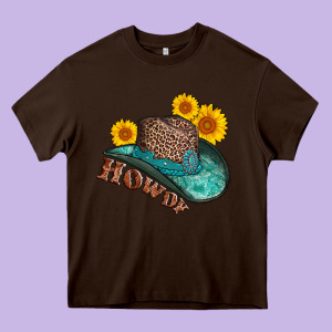 Howdy Leopard Tooled Leather Hat Heavy Core Tee Designed By Adodesignshop