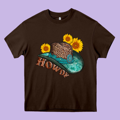 Howdy Leopard Tooled Leather Hat Heavy Core Tee Designed By Adodesignshop