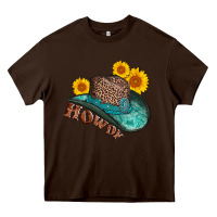 Chocolate Brown howdy leopard tooled leather hat Heavy Core Tee - AdoDesignShop