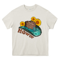 Cream howdy leopard tooled leather hat Heavy Core Tee - AdoDesignShop