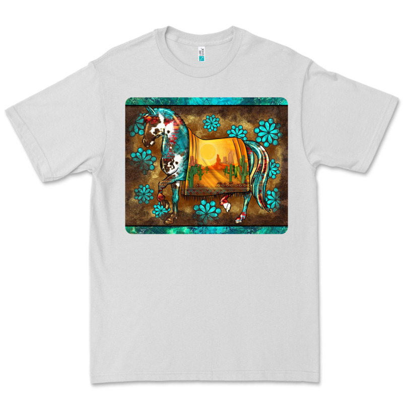 Western Horse Sunset Turquoise's Gemstones Mousepad Premium Tee by BarkalooDesign | Teevron