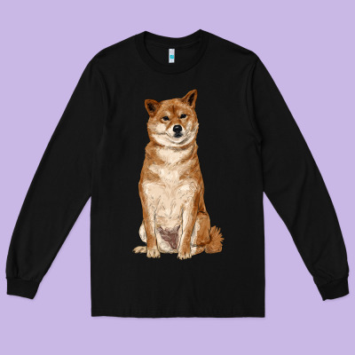 Shiba Inu Long Sleeve Tee Designed By Ranaportraitstore