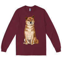 Burgundy shiba inu Long Sleeve Tee - RanaPortraitStore