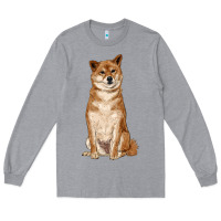 Heather Grey shiba inu Long Sleeve Tee - RanaPortraitStore