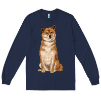 Navy shiba inu Long Sleeve Tee - RanaPortraitStore