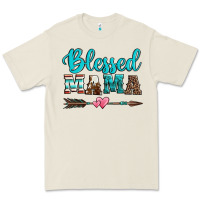 Blessed Mama Serape Cowhide Turquoise Premium Tee | Teevron