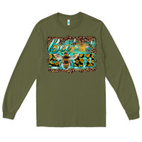 Army Green bee kind with sunflower and leopard background Long Sleeve Tee - Artiststas