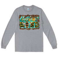 Heather Grey bee kind with sunflower and leopard background Long Sleeve Tee - Artiststas
