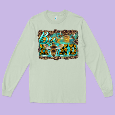 Bee Kind With Sunflower And Leopard Background Long Sleeve Tee Designed By Artiststas