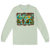 Matcha bee kind with sunflower and leopard background Long Sleeve Tee - Artiststas