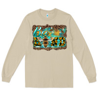 Mushroom bee kind with sunflower and leopard background Long Sleeve Tee - Artiststas