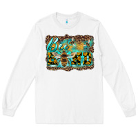 White bee kind with sunflower and leopard background Long Sleeve Tee - Artiststas