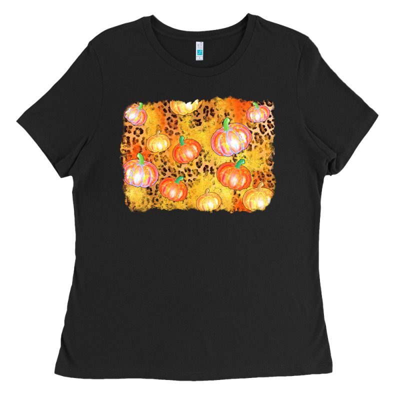 Fall Pumpkin Background Ladies Tee by AdoDesignShop | Teevron