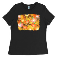 Black fall pumpkin background Ladies Tee - AdoDesignShop