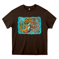 Chocolate Brown western wooden wheel cowboy boots Heavy Core Tee - AdoDesignShop