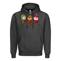 Charcoal Heather christmas reindeer polar bear snowman Zipper Hoodie - CowGirlArtShop