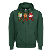Sports Green christmas reindeer polar bear snowman Zipper Hoodie - CowGirlArtShop