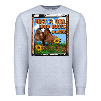 Heather Grey western just a girl who loves horses Premium Sweatshirt - OliviaCreatesArt