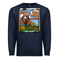 Navy western just a girl who loves horses Premium Sweatshirt - OliviaCreatesArt