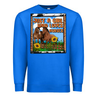 True Royal western just a girl who loves horses Premium Sweatshirt - OliviaCreatesArt