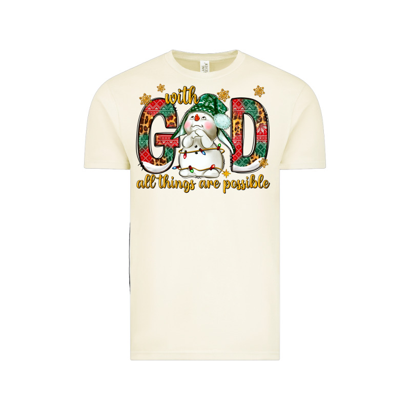 With God All Things Are Possible With Snowman Vintage Tee by NancyCooperArtShop | Teevron