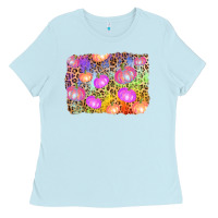 Baby Blue colourful pumpkin background Ladies Tee - AdoDesignShop