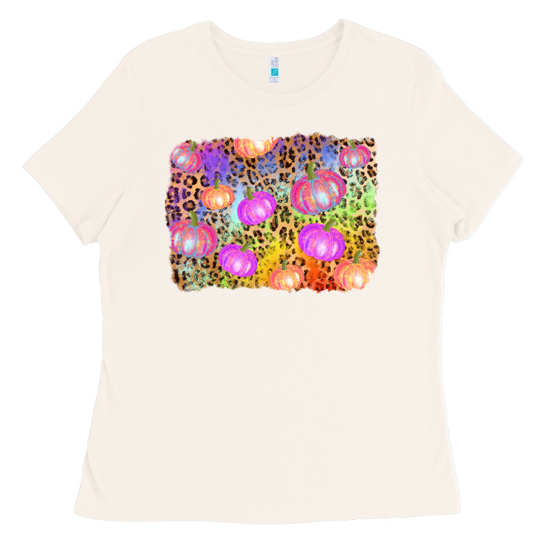 Colourful Pumpkin Background Ladies Tee by AdoDesignShop | Teevron