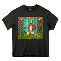 Asphalt goat with sunflower and cactus Heavy Core Tee - Artiststas