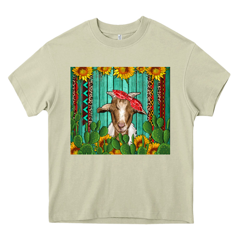 Goat With Sunflower And Cactus Heavy Core Tee by Artiststas | Teevron