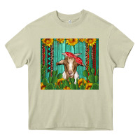 Mossy goat with sunflower and cactus Heavy Core Tee - Artiststas