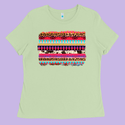 Aztec Western Leopard Cowhide Background Ladies Tee Designed By Adodesignshop