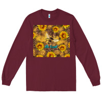 Burgundy be kind bee and sunflowers Long Sleeve Tee - Artiststas