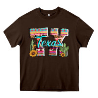 Chocolate Brown texas tx aztec cactus leopard Heavy Core Tee - AdoDesignShop